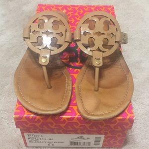 Tory Burch Royal Tan Leather Miller Sandal